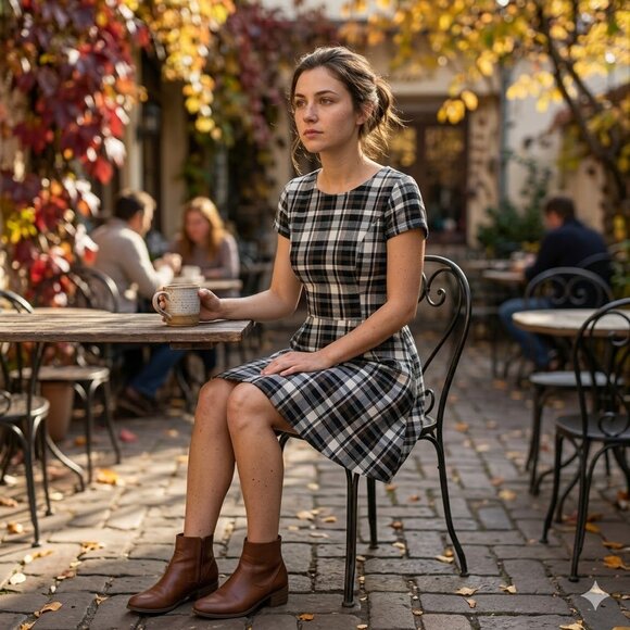 Jessica Dresses & Skirts - Jessica XL Vintage Black, White and Green Plaid Mini Dress 🇨🇦 Made in Canada!